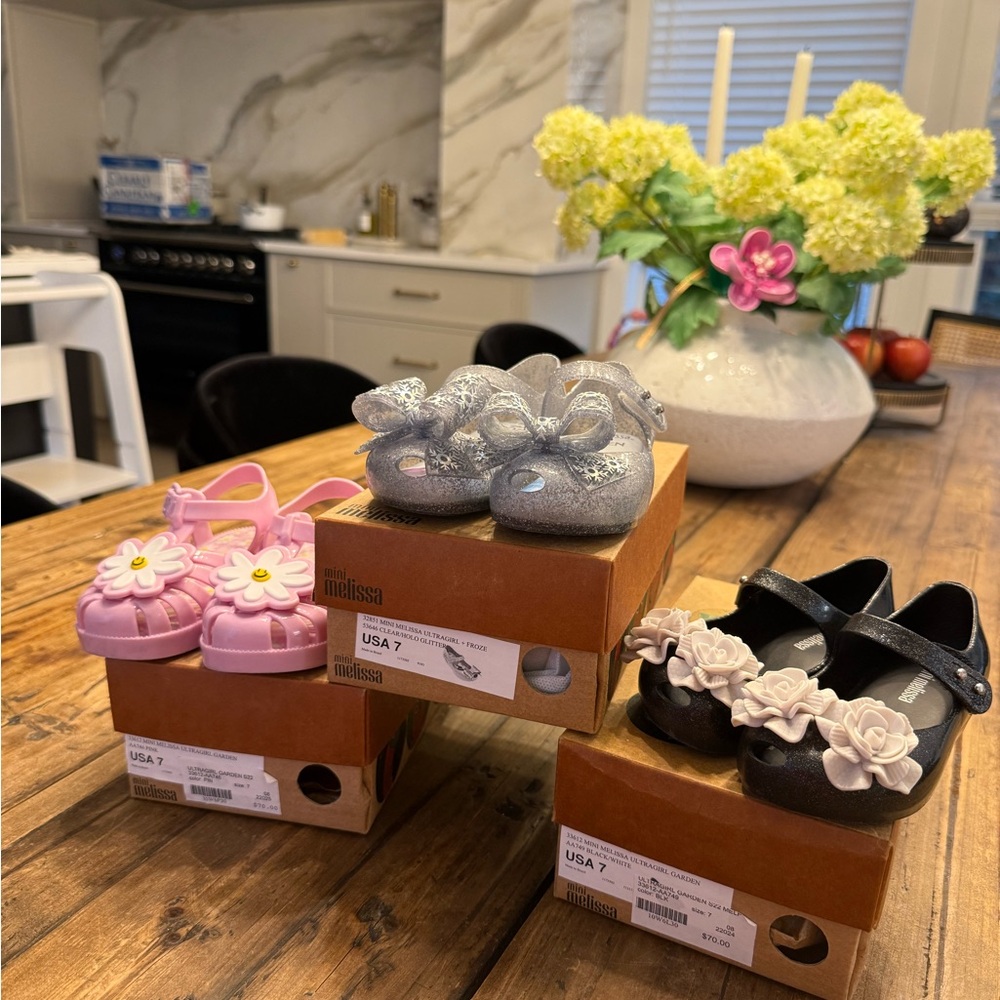 🌸 Mini Melissa Kids Shoes Bundle – Size 7 Toddler (3 Pairs) 🌸